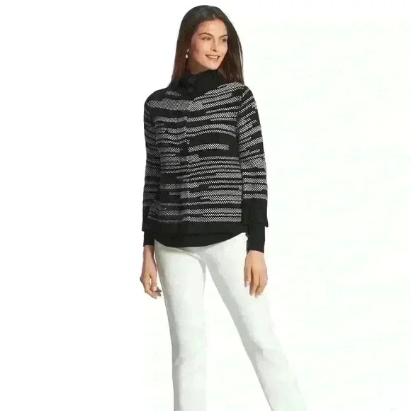 Chico’s Black & White Waist Sweater. - Picture 1 of 5